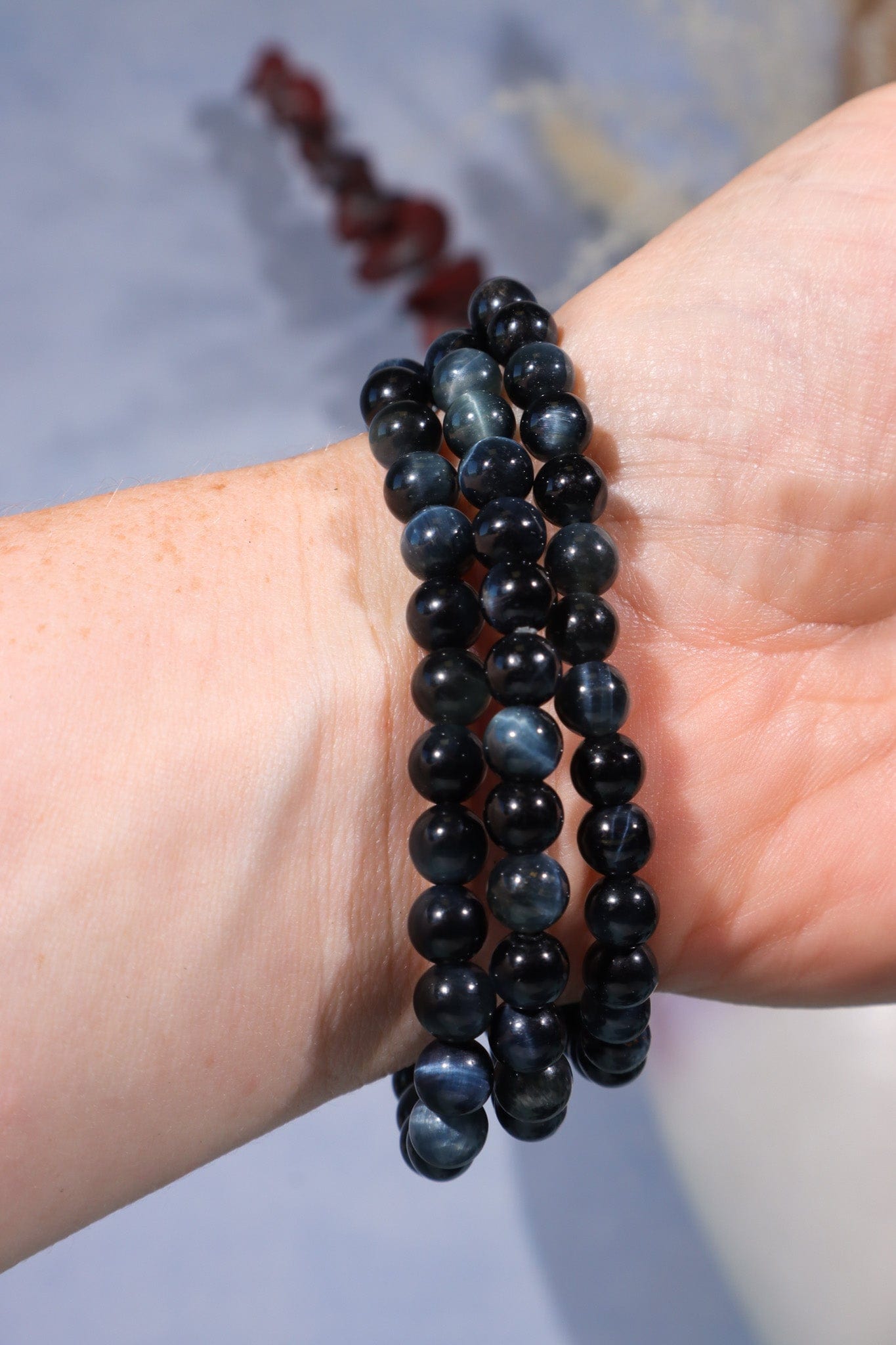 Blue Tigers Eye Beaded Bracelet , Intuitively Chosen Bracelets Tali & Loz Crystals