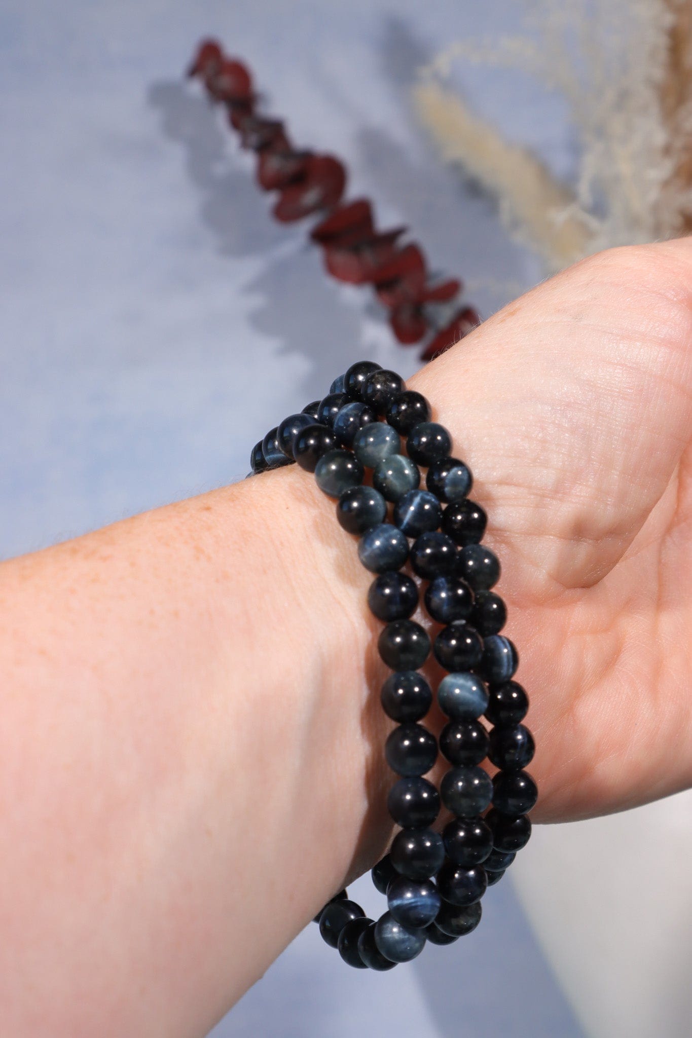 Blue Tigers Eye Beaded Bracelet , Intuitively Chosen Bracelets Tali & Loz Crystals