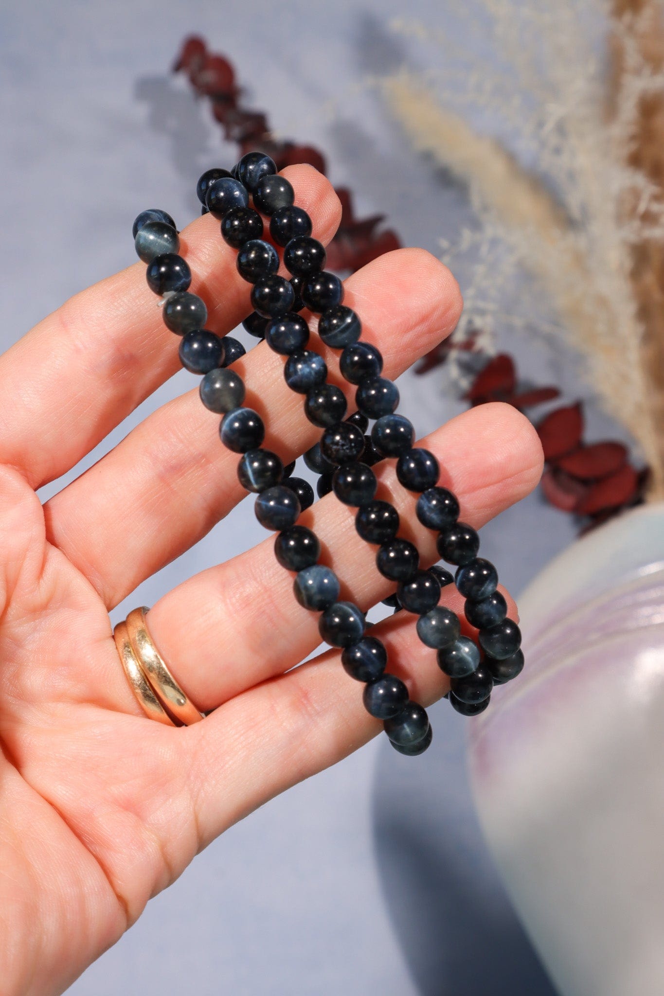 Blue Tigers Eye Beaded Bracelet , Intuitively Chosen Bracelets Tali & Loz Crystals