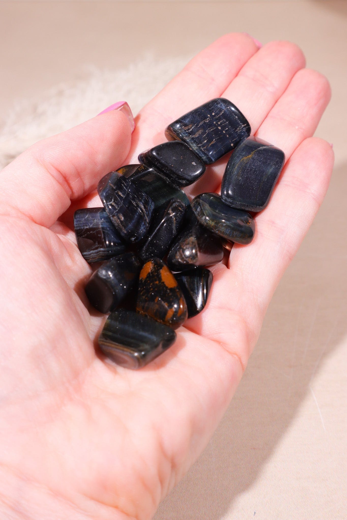 Blue Tigers Eye Tumblestones 20-30mm - Tali & Loz Crystals