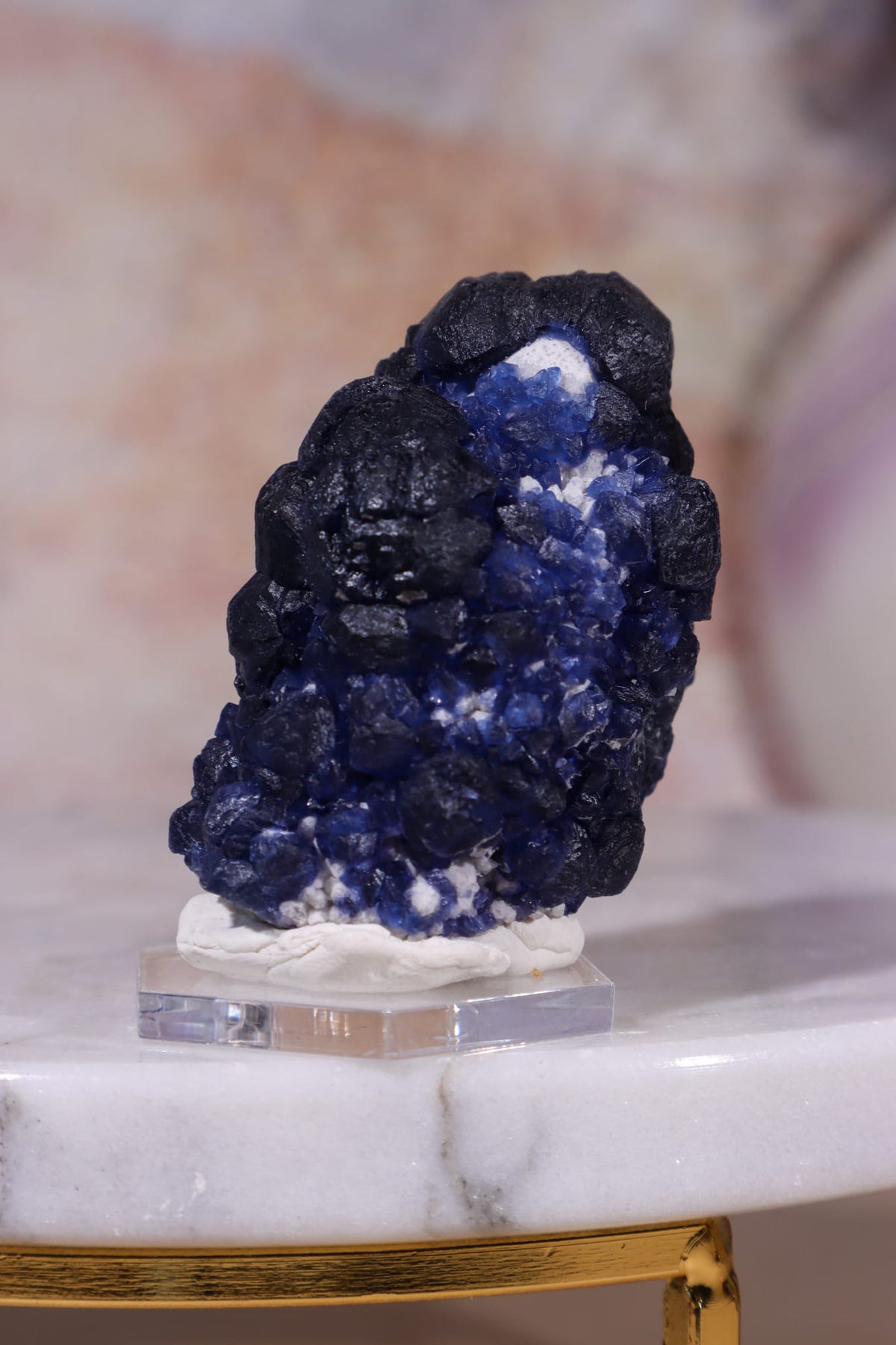 Blueberry Fluorite on Quartz | 48mm | Huanggang Mine, Inner Mongolia Minerals Tali & Loz Crystals