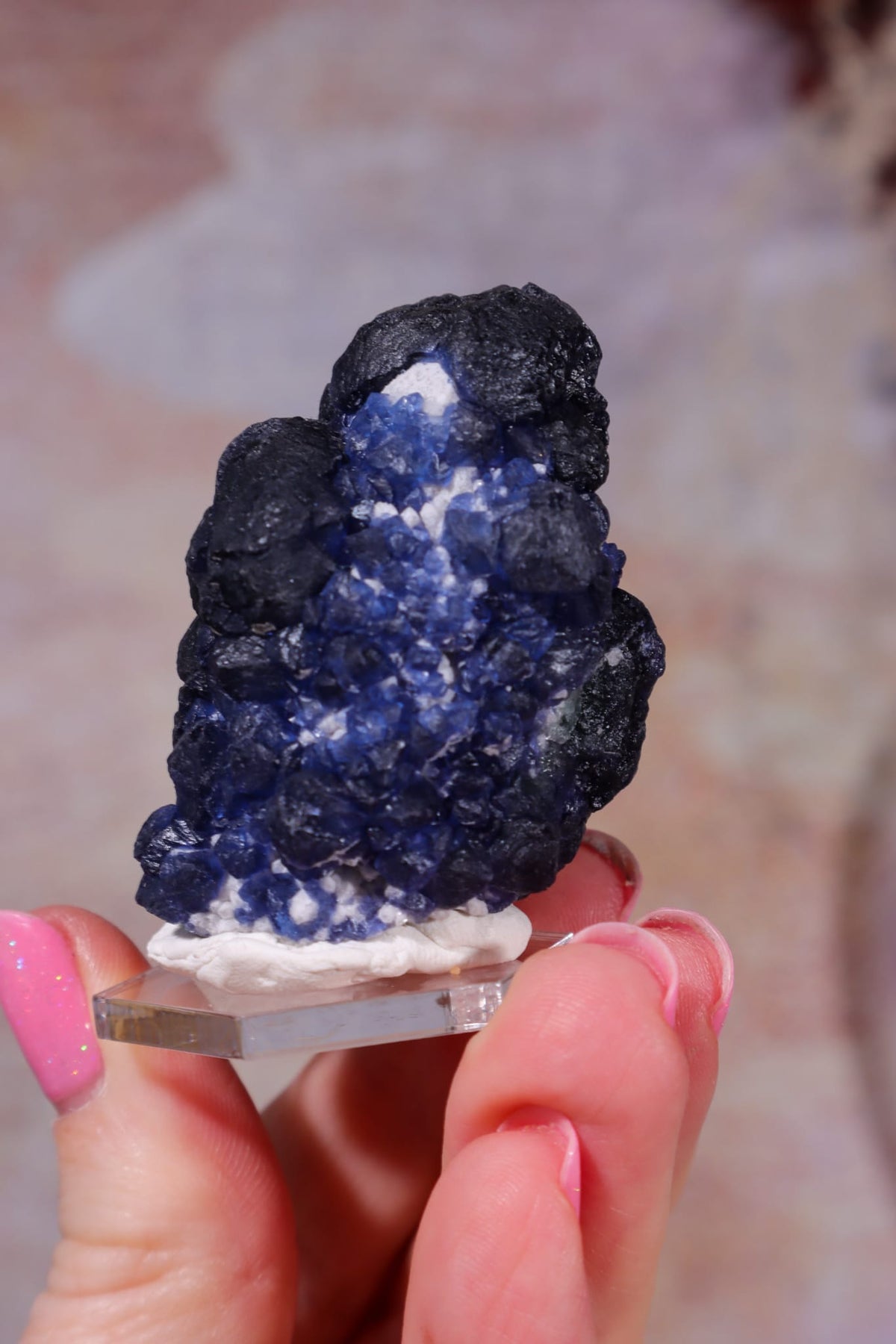 Blueberry Fluorite on Quartz | 48mm | Huanggang Mine, Inner Mongolia Minerals Tali & Loz Crystals