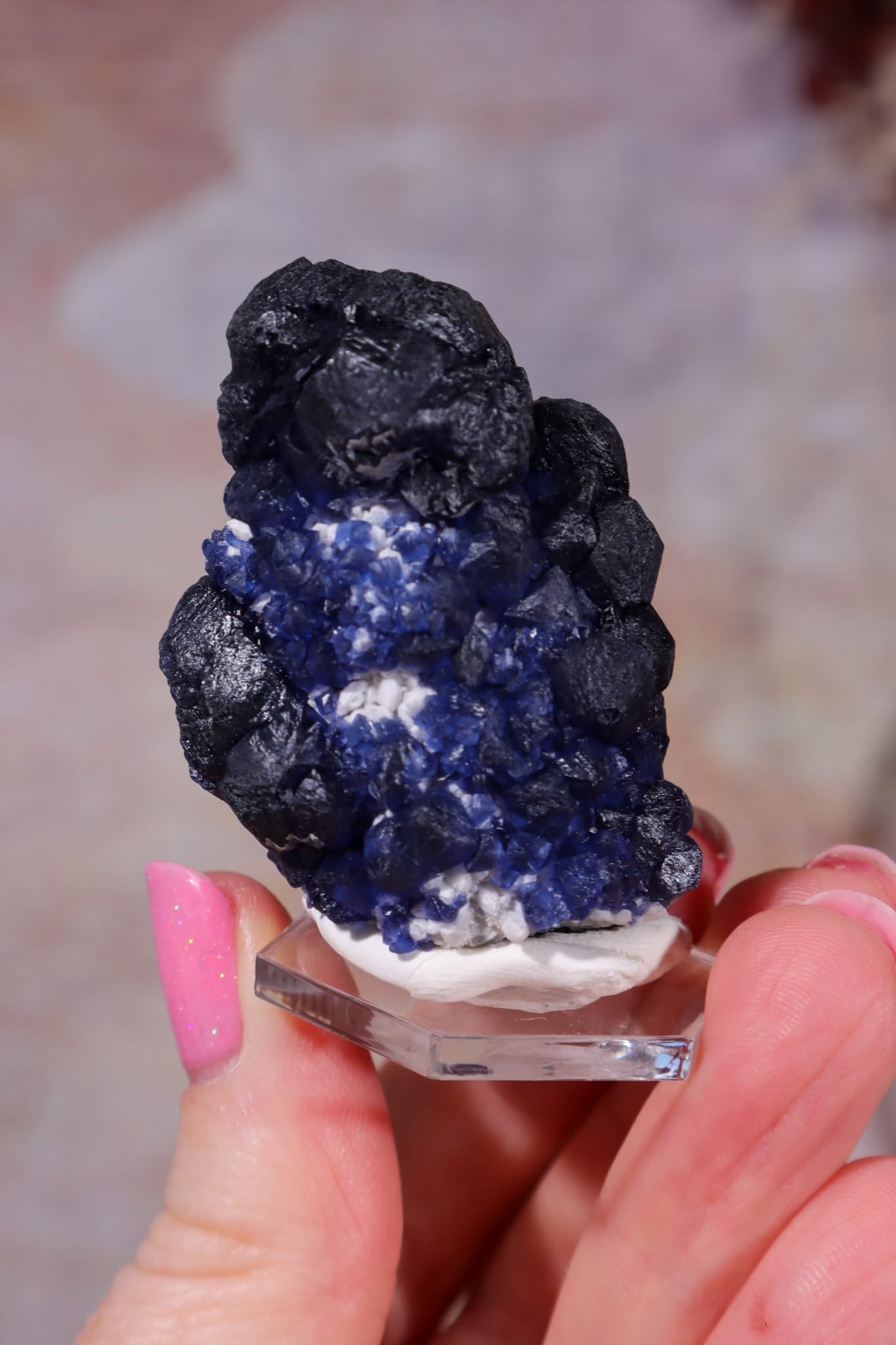Blueberry Fluorite on Quartz | 48mm | Huanggang Mine, Inner Mongolia Minerals Tali & Loz Crystals