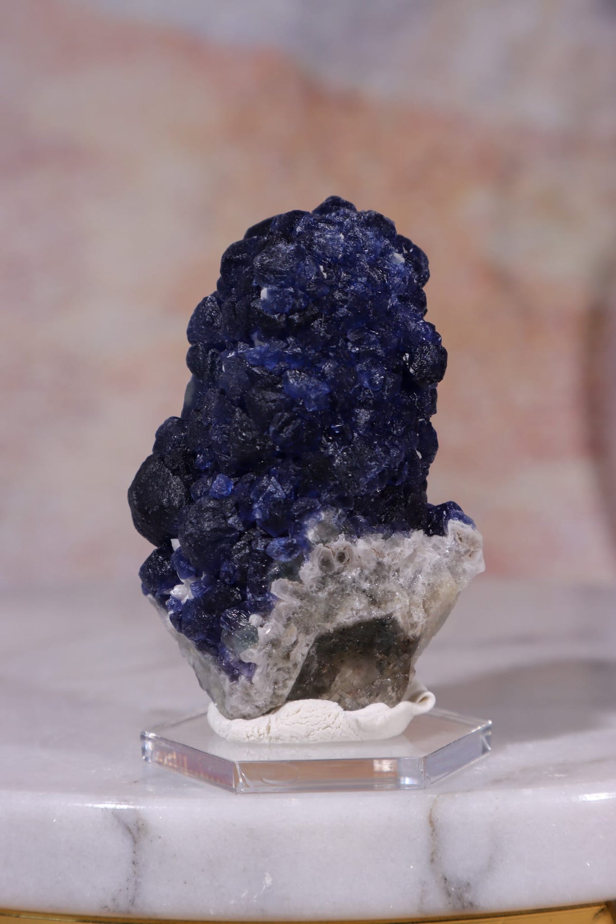 Blueberry Fluorite on Quartz | 48mm | Huanggang Mine, Inner Mongolia Minerals Tali & Loz Crystals