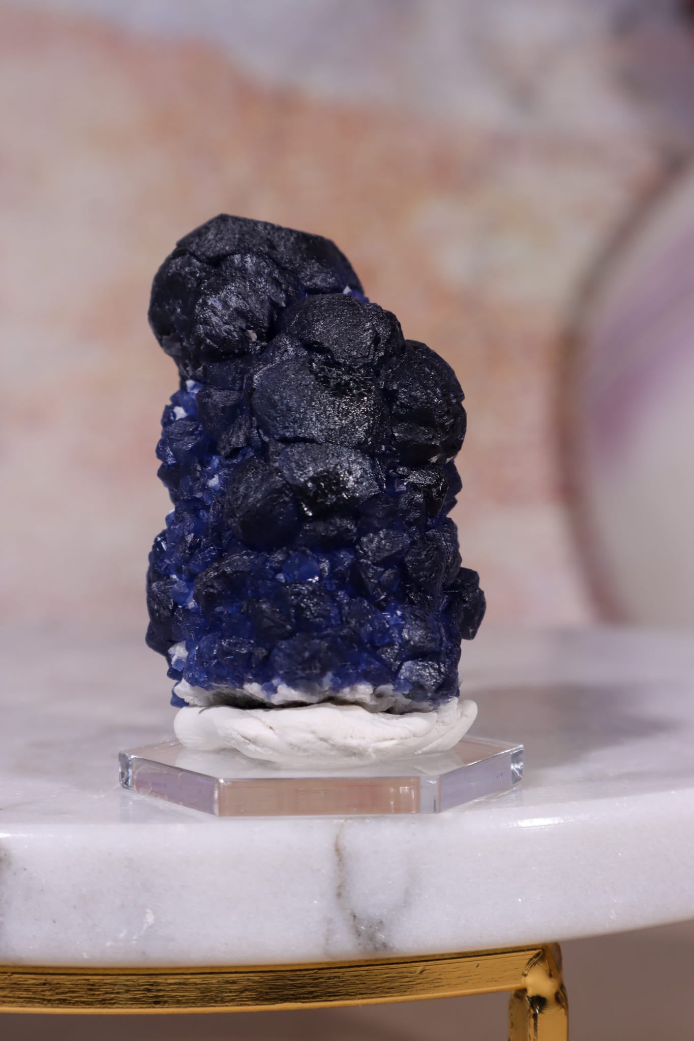 Blueberry Fluorite on Quartz | 48mm | Huanggang Mine, Inner Mongolia Minerals Tali & Loz Crystals