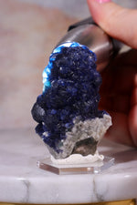 Blueberry Fluorite on Quartz | 51mm | Huanggang Mine, Inner Mongolia Minerals Tali & Loz Crystals