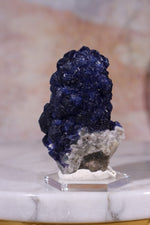 Blueberry Fluorite on Quartz | 51mm | Huanggang Mine, Inner Mongolia Minerals Tali & Loz Crystals