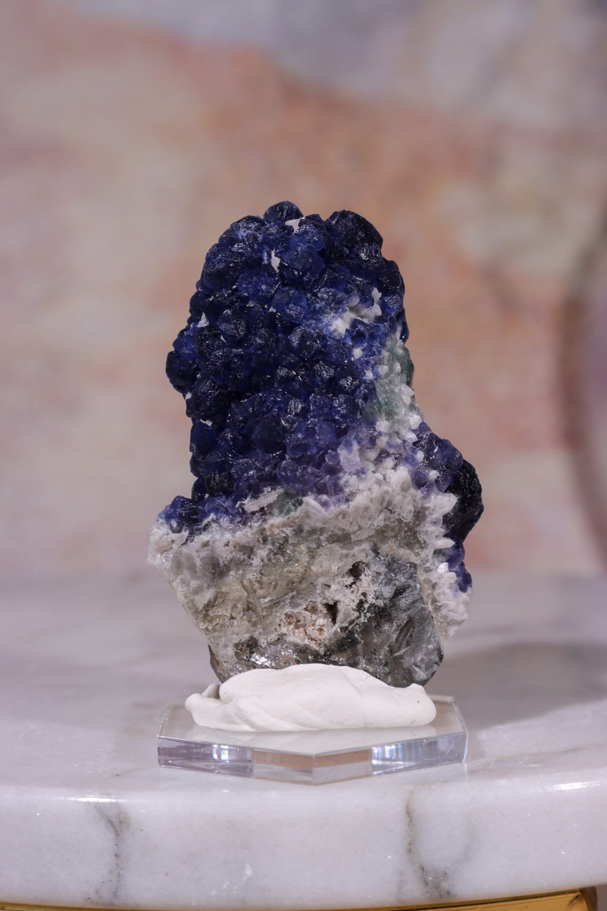 Blueberry Fluorite on Quartz | 51mm | Huanggang Mine, Inner Mongolia Minerals Tali & Loz Crystals