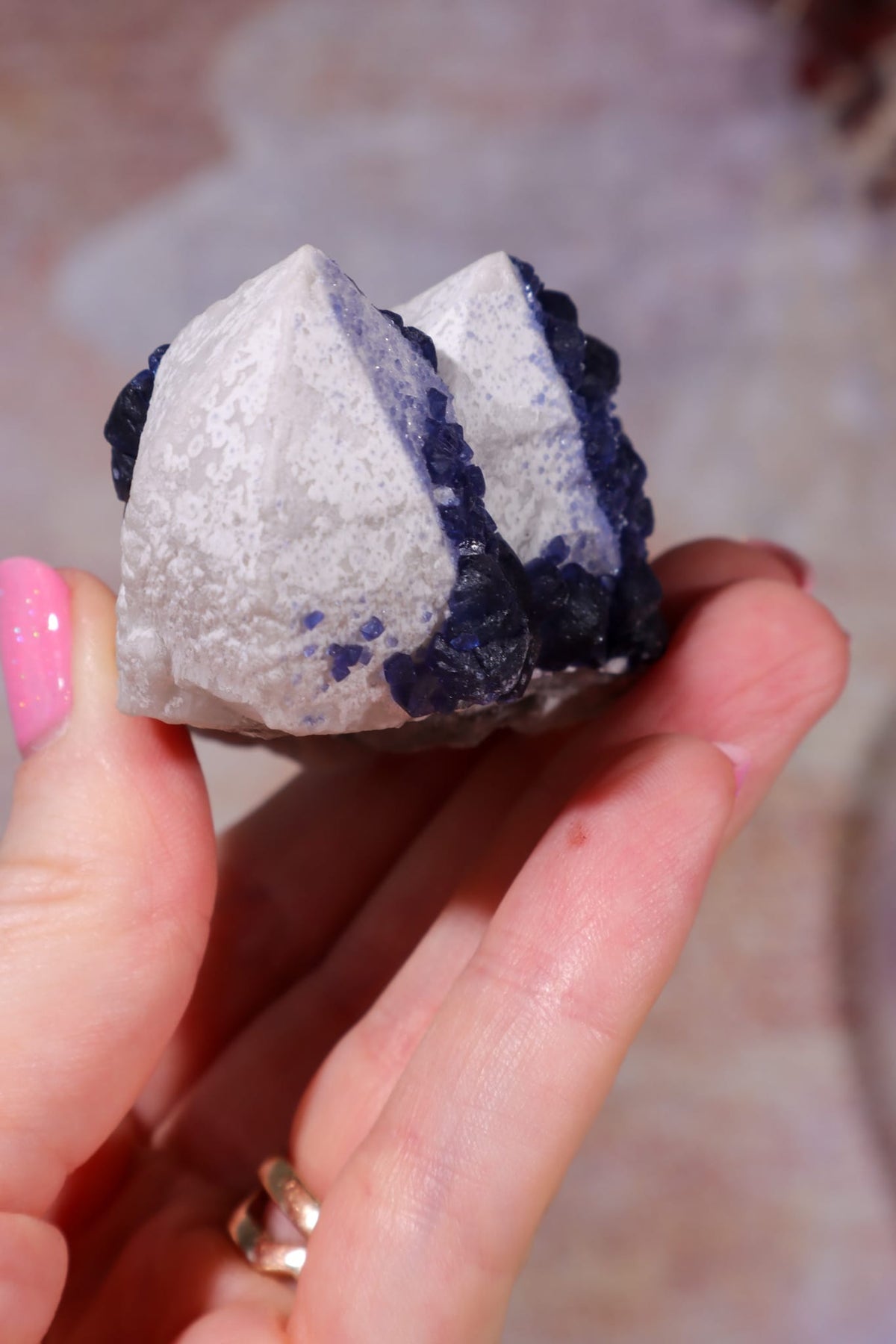 Blueberry Fluorite on Quartz | 69mm | Huanggang Mine, Inner Mongolia Minerals Tali & Loz Crystals