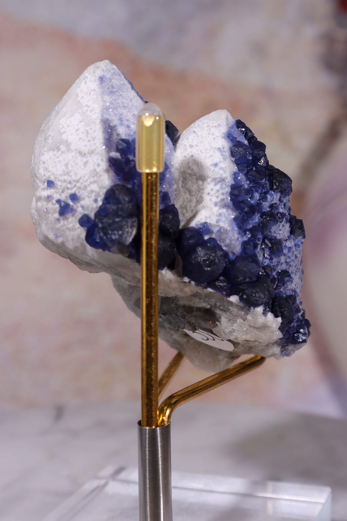 Blueberry Fluorite on Quartz | 69mm | Huanggang Mine, Inner Mongolia Minerals Tali & Loz Crystals