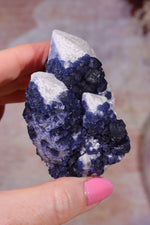 Blueberry Fluorite on Quartz | 69mm | Huanggang Mine, Inner Mongolia Minerals Tali & Loz Crystals