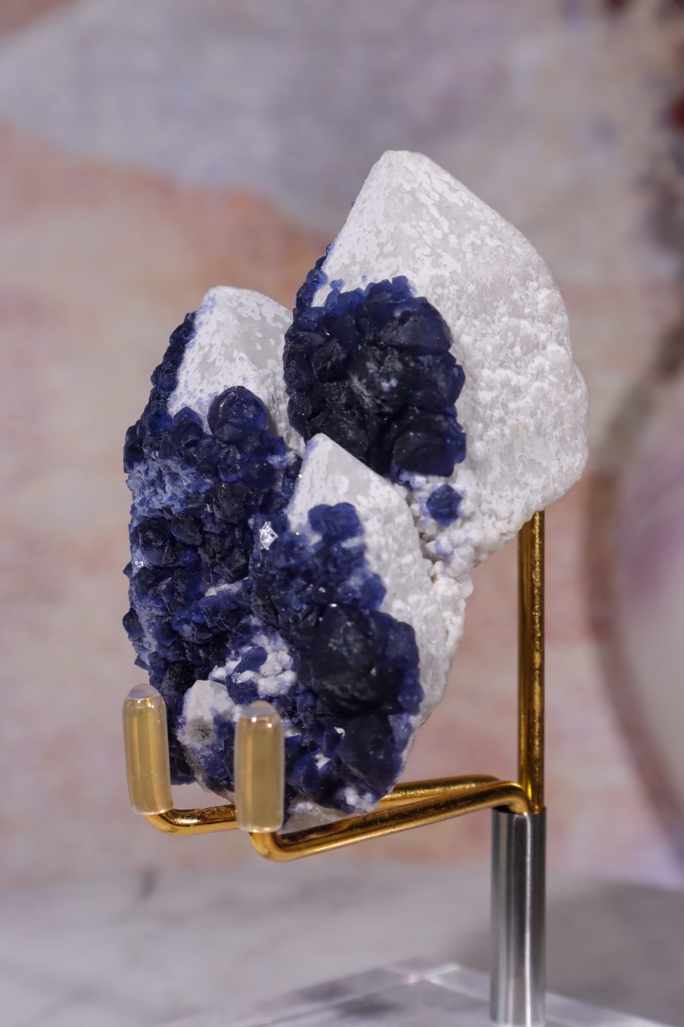 Blueberry Fluorite on Quartz | 69mm | Huanggang Mine, Inner Mongolia Minerals Tali & Loz Crystals