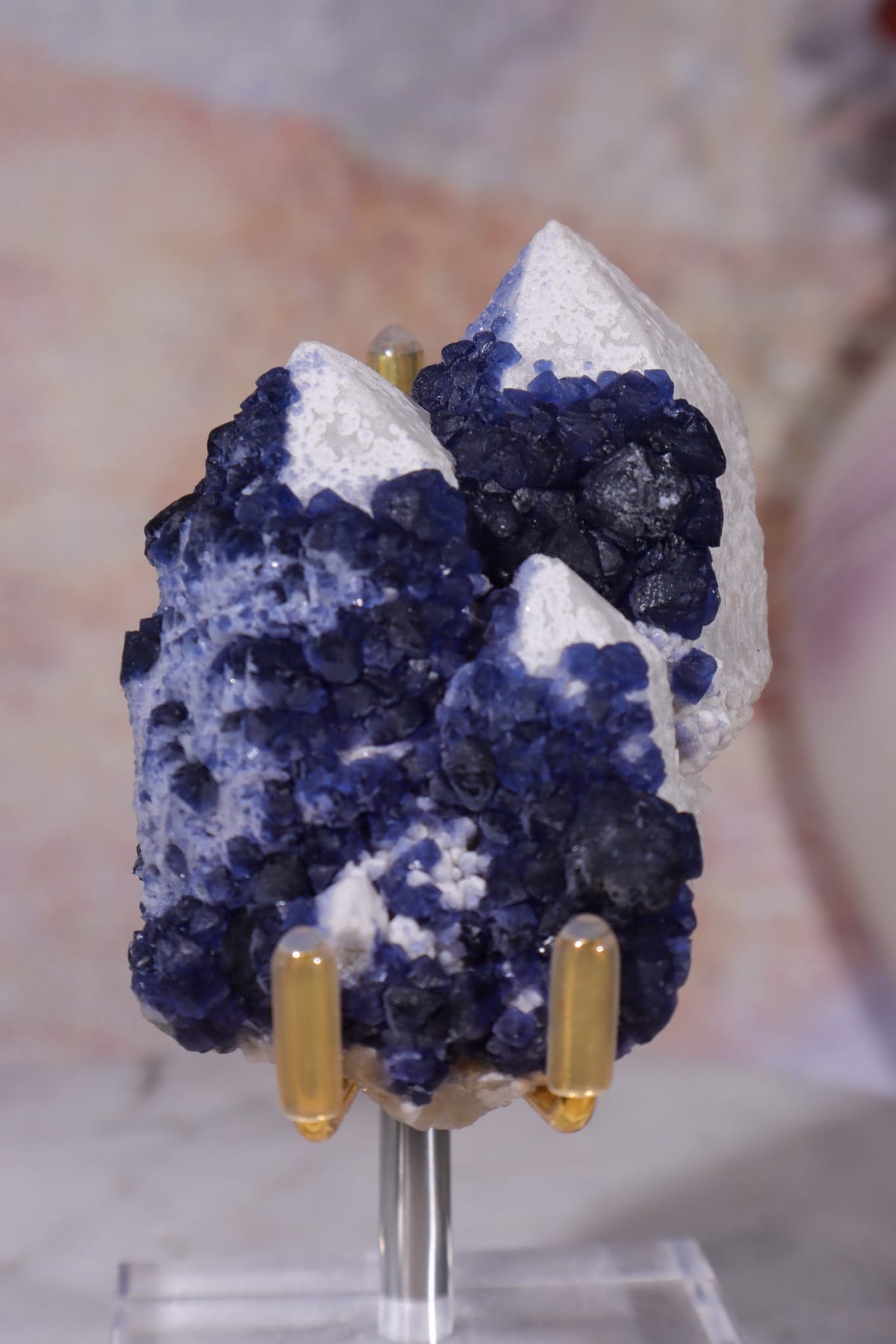 Blueberry Fluorite on Quartz | 69mm | Huanggang Mine, Inner Mongolia Minerals Tali & Loz Crystals