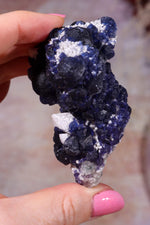 Blueberry Fluorite on Quartz | 71mm | Huanggang Mine, Inner Mongolia Minerals Tali & Loz Crystals