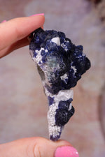 Blueberry Fluorite on Quartz | 71mm | Huanggang Mine, Inner Mongolia Minerals Tali & Loz Crystals