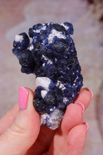 Blueberry Fluorite on Quartz | 71mm | Huanggang Mine, Inner Mongolia Minerals Tali & Loz Crystals