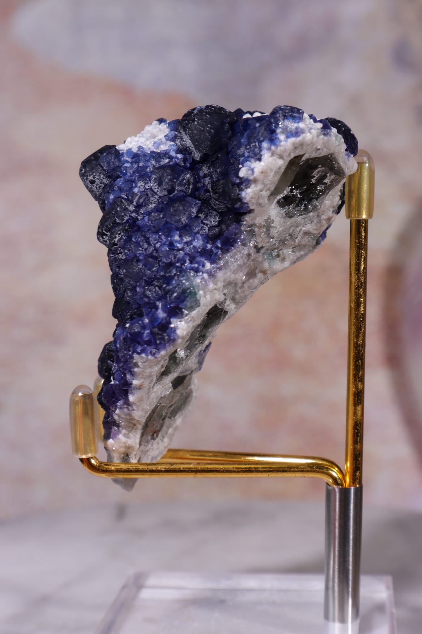 Blueberry Fluorite on Quartz | 71mm | Huanggang Mine, Inner Mongolia Minerals Tali & Loz Crystals