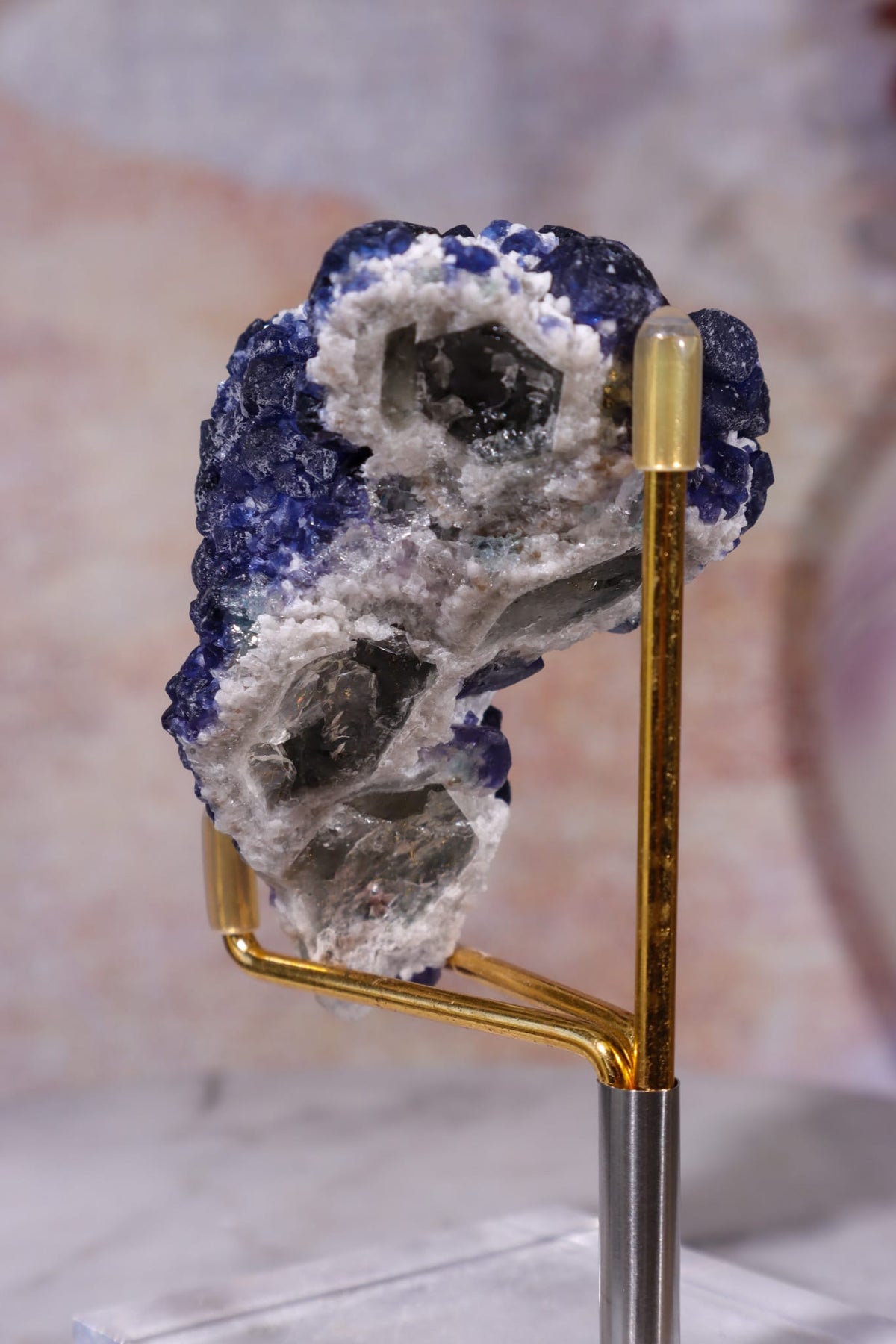 Blueberry Fluorite on Quartz | 71mm | Huanggang Mine, Inner Mongolia Minerals Tali & Loz Crystals