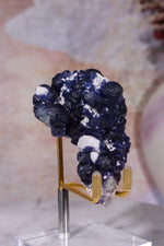 Blueberry Fluorite on Quartz | 71mm | Huanggang Mine, Inner Mongolia Minerals Tali & Loz Crystals