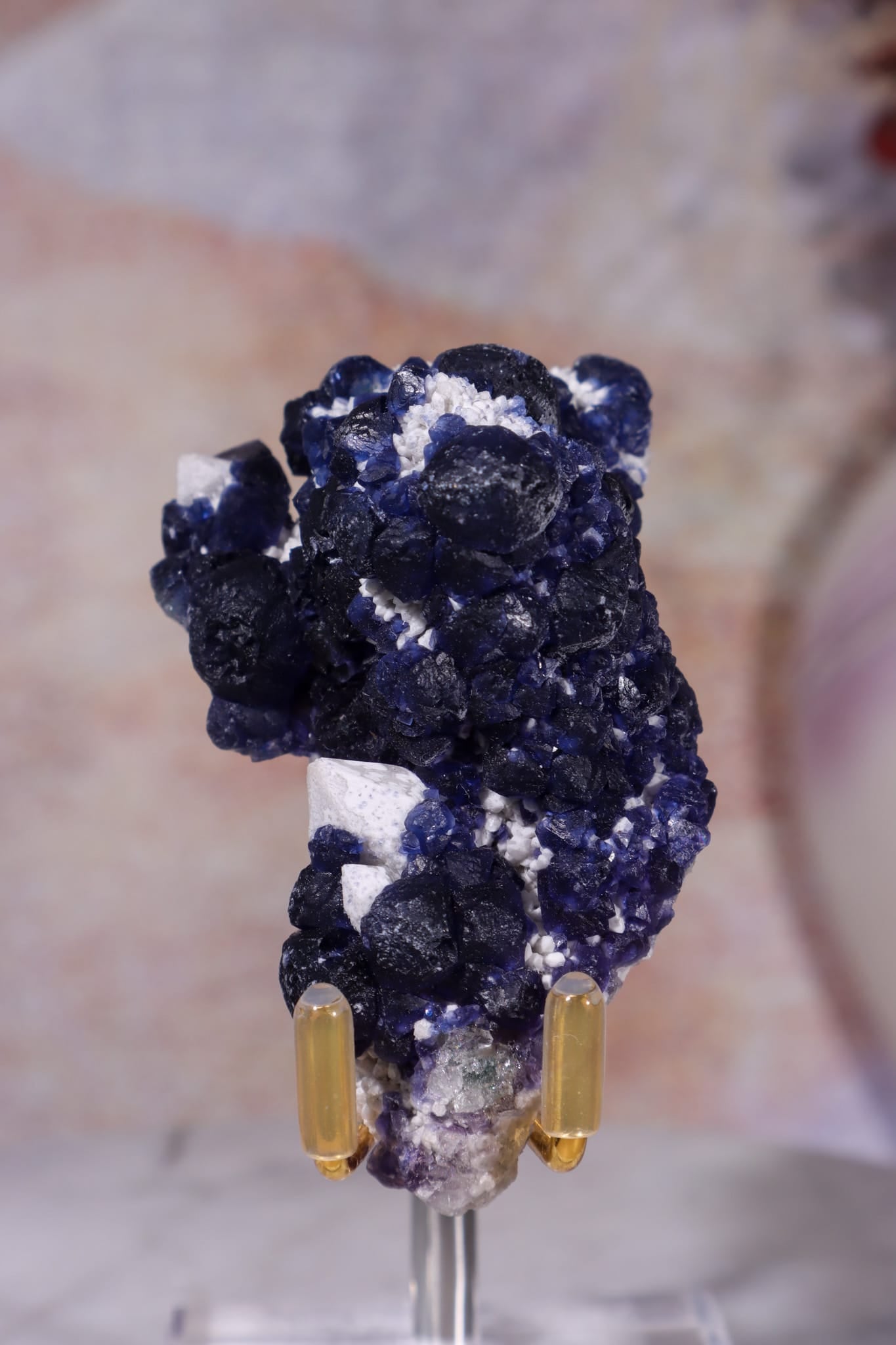 Blueberry Fluorite on Quartz | 71mm | Huanggang Mine, Inner Mongolia Minerals Tali & Loz Crystals