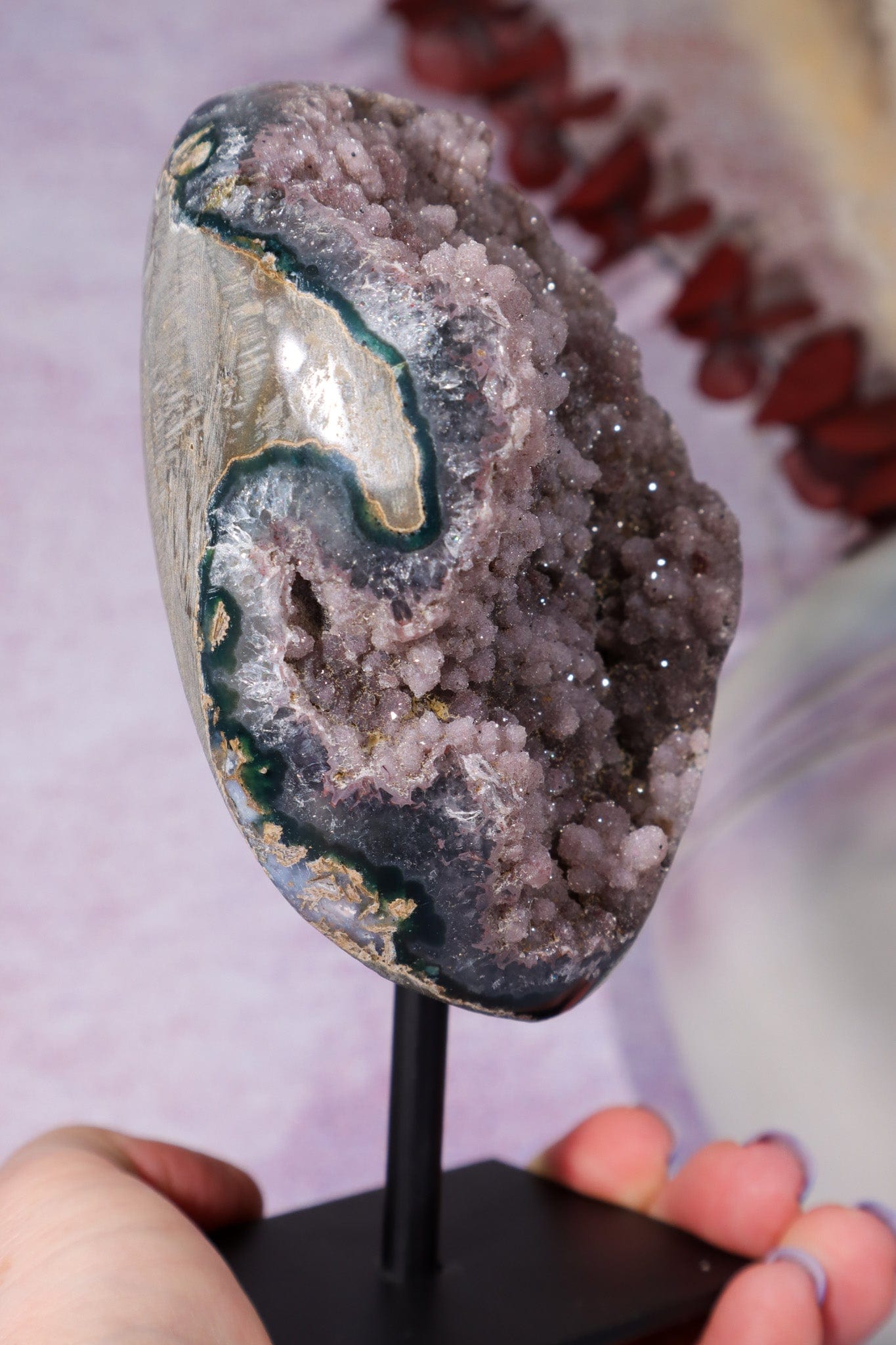 Botryoidal Flower Amethyst On Custom Stand 0.5KG Specimen Tali & Loz Crystals