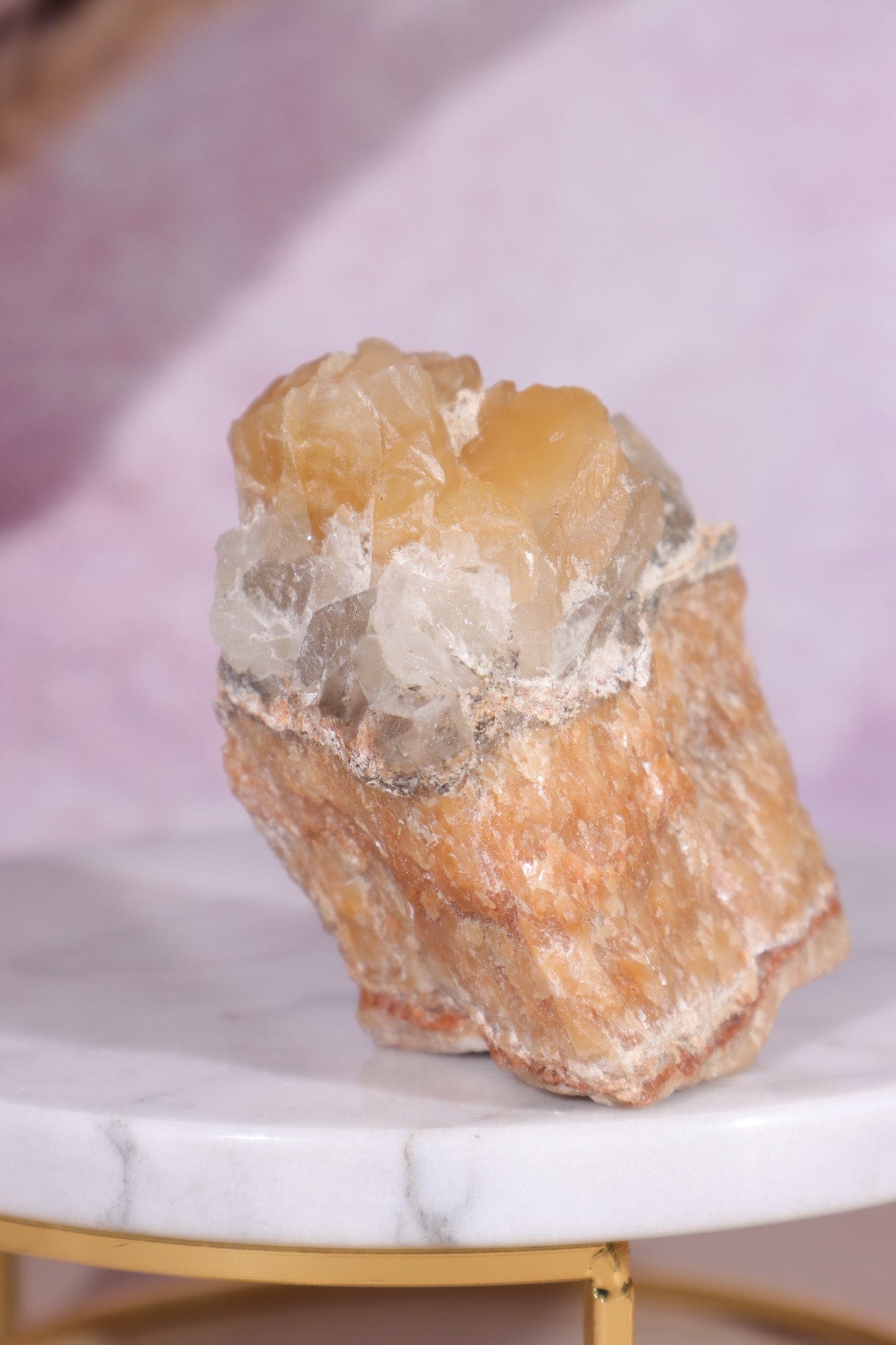 Calcite on Feldspar Specimen 7cm Minerals Tali & Loz Crystals