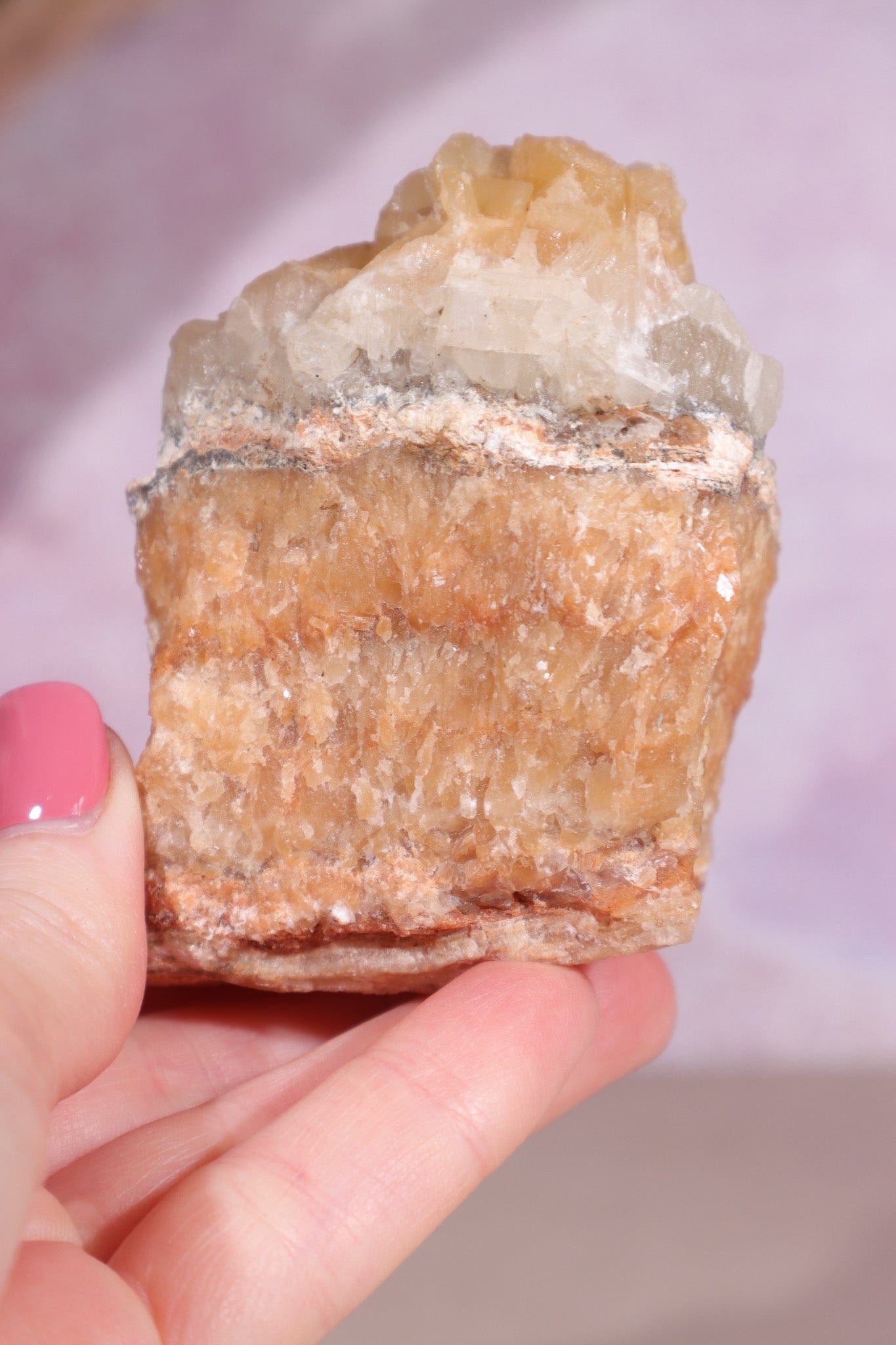 Calcite on Feldspar Specimen 7cm Minerals Tali & Loz Crystals