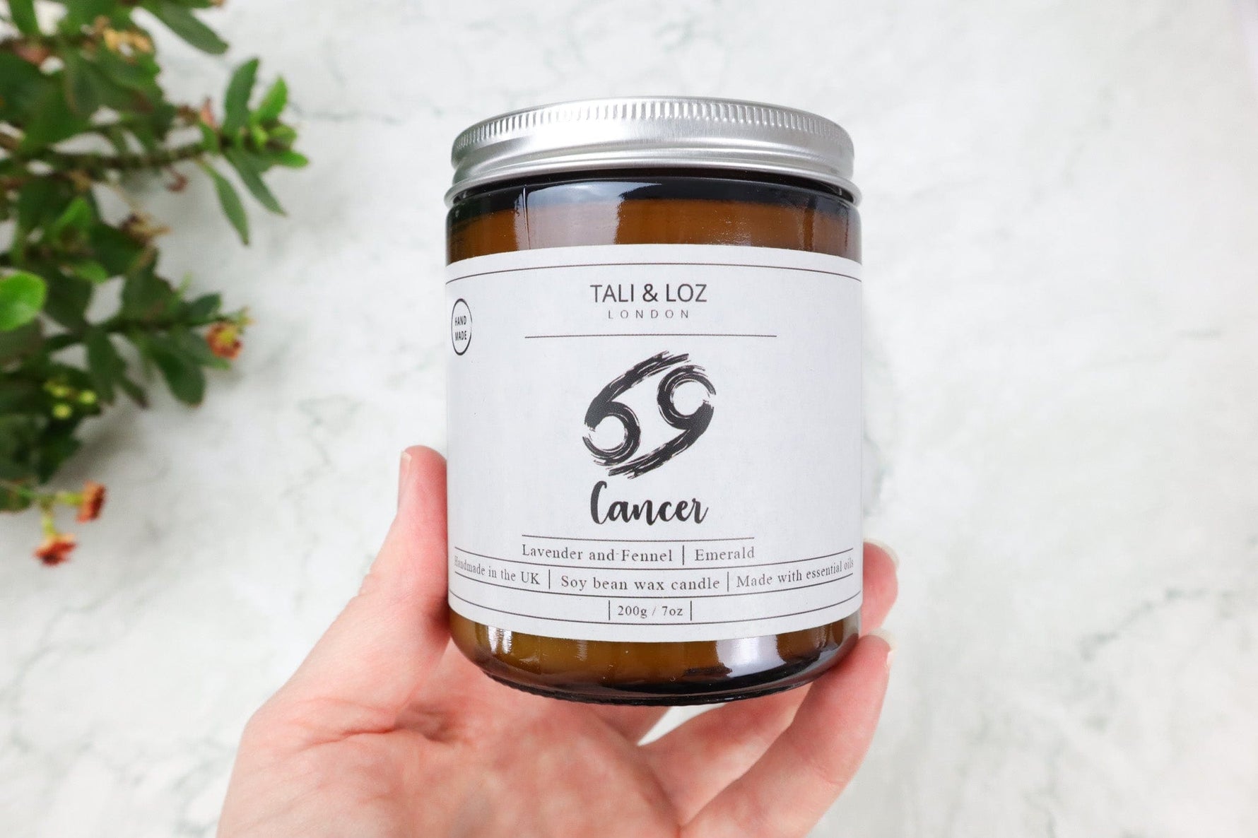 Cancer Candle with Emerald - Tali & Loz Crystals