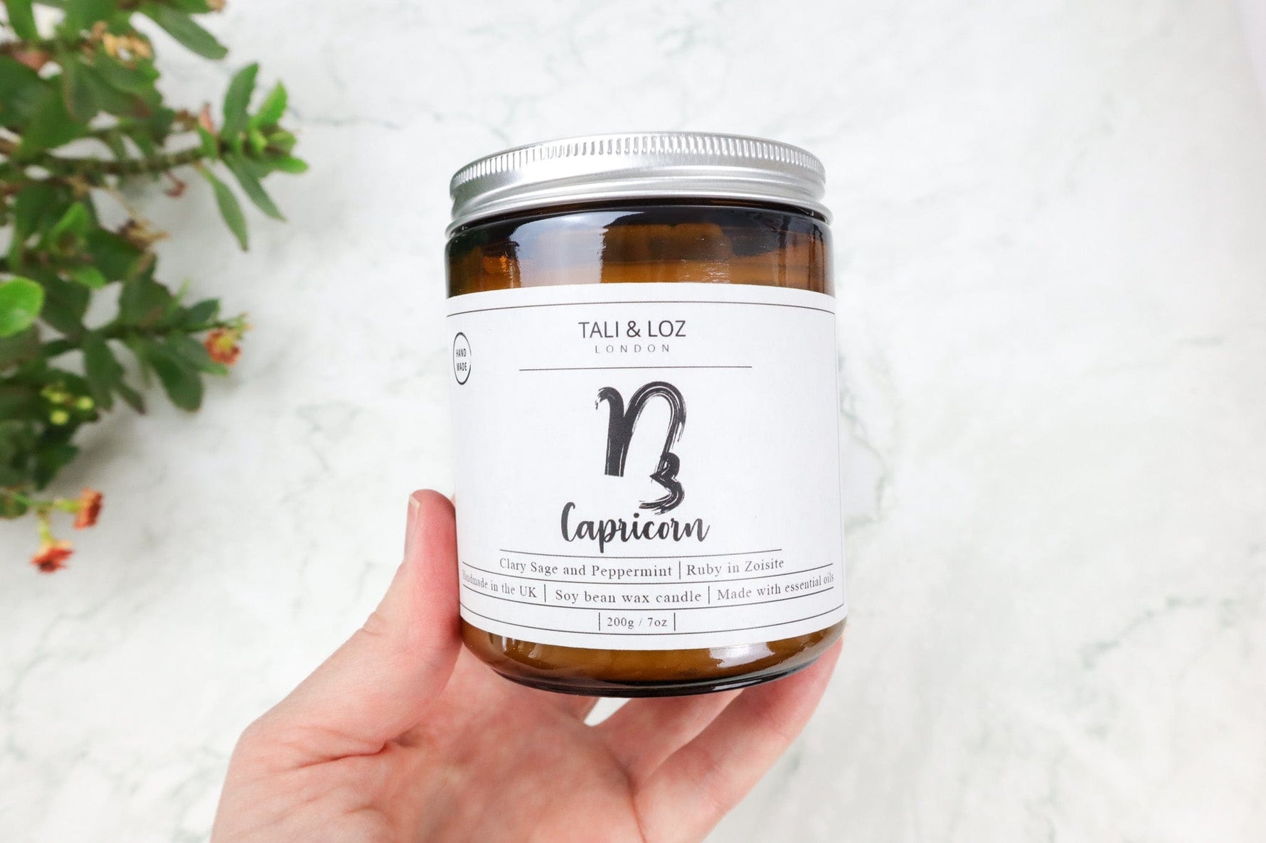 Capricorn Candle with Ruby in Zoisite - Tali & Loz Crystals