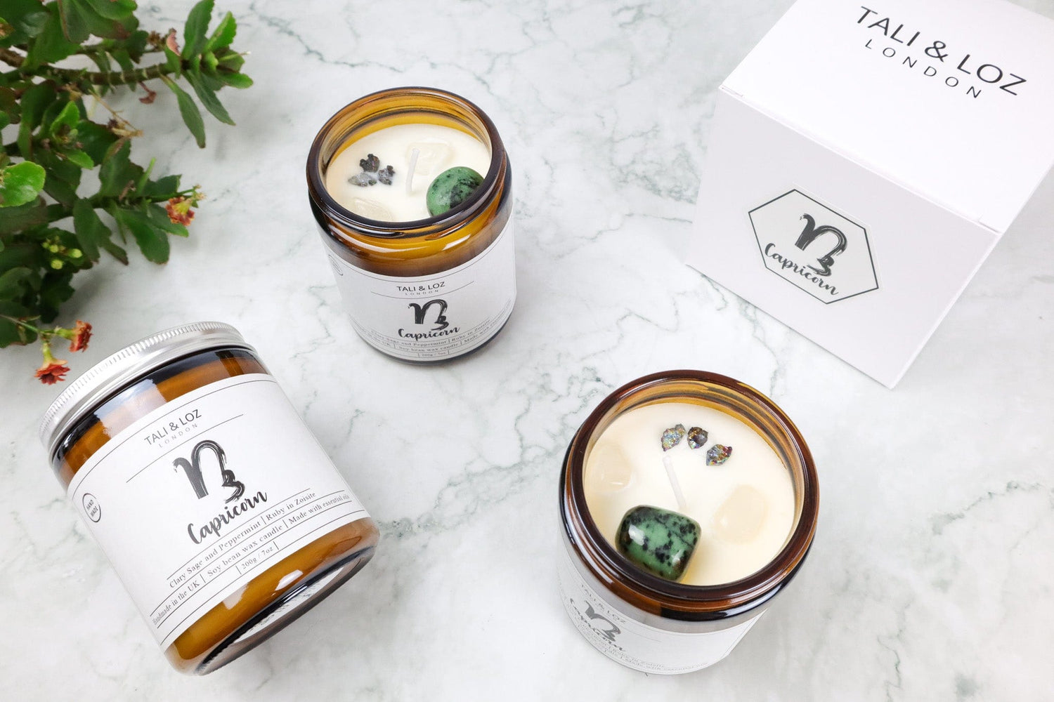 Capricorn Candle with Ruby in Zoisite - Tali & Loz Crystals