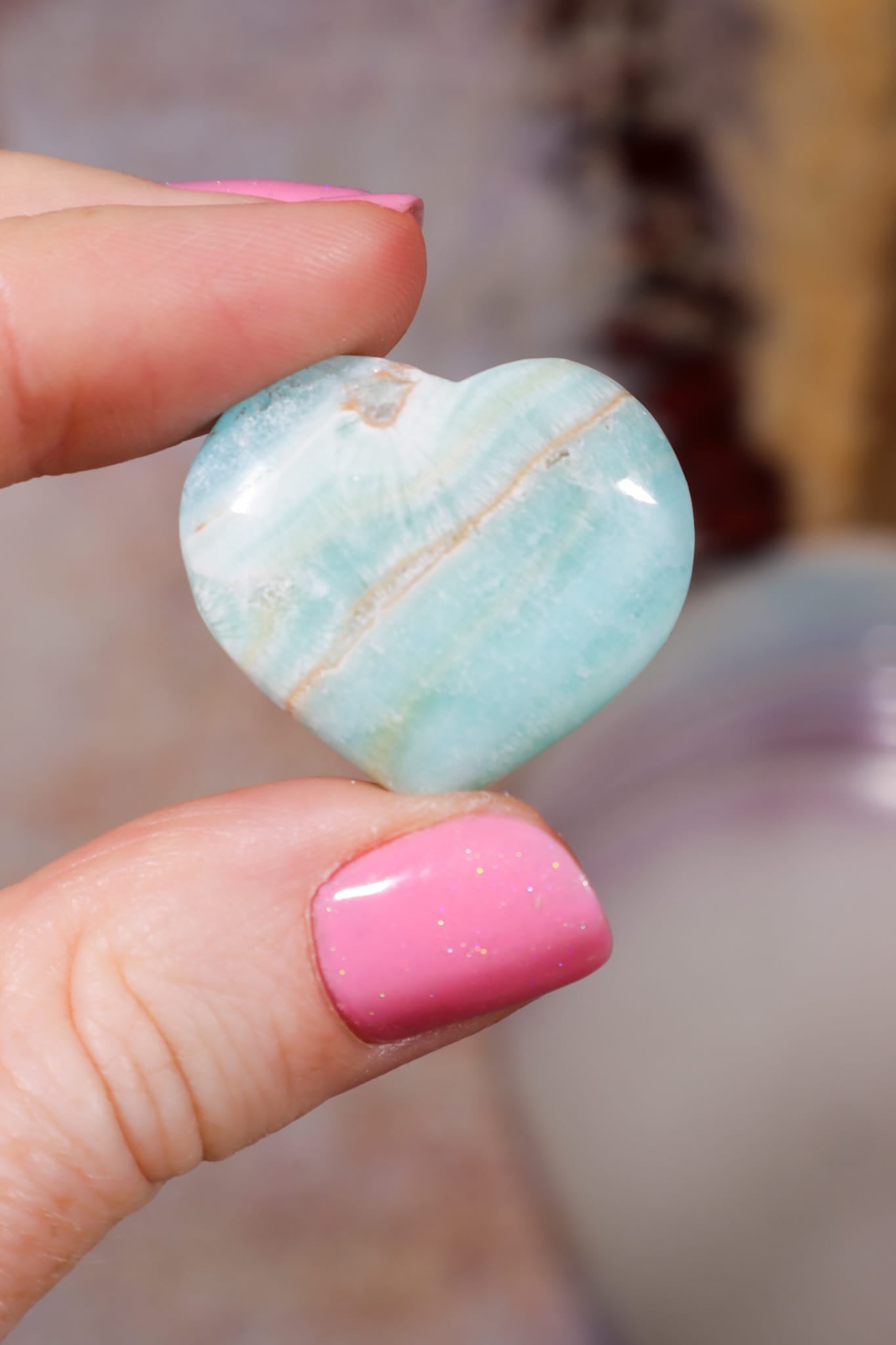 Caribbean Calcite Hearts | 3cm | Pakistan Hearts Tali & Loz Crystals