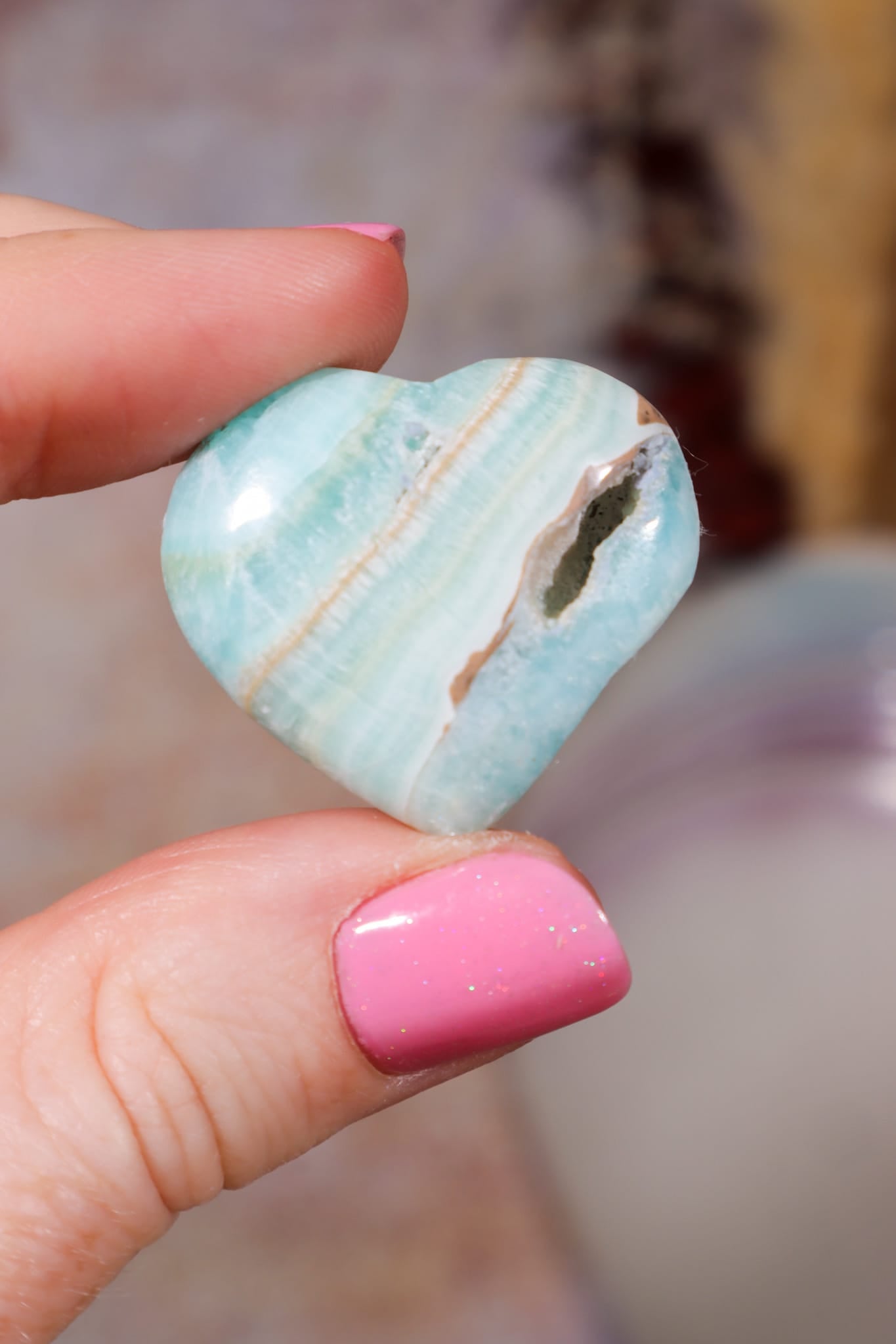 Caribbean Calcite Hearts | 3cm | Pakistan Hearts Tali & Loz Crystals