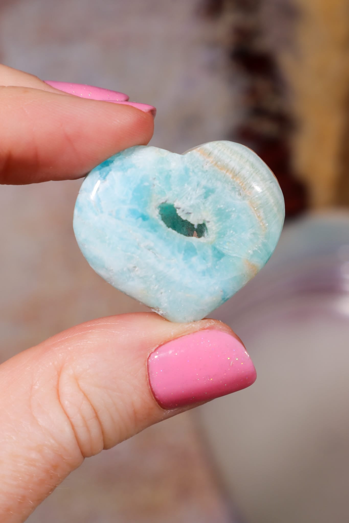 Caribbean Calcite Hearts | 3cm | Pakistan Hearts Tali & Loz Crystals
