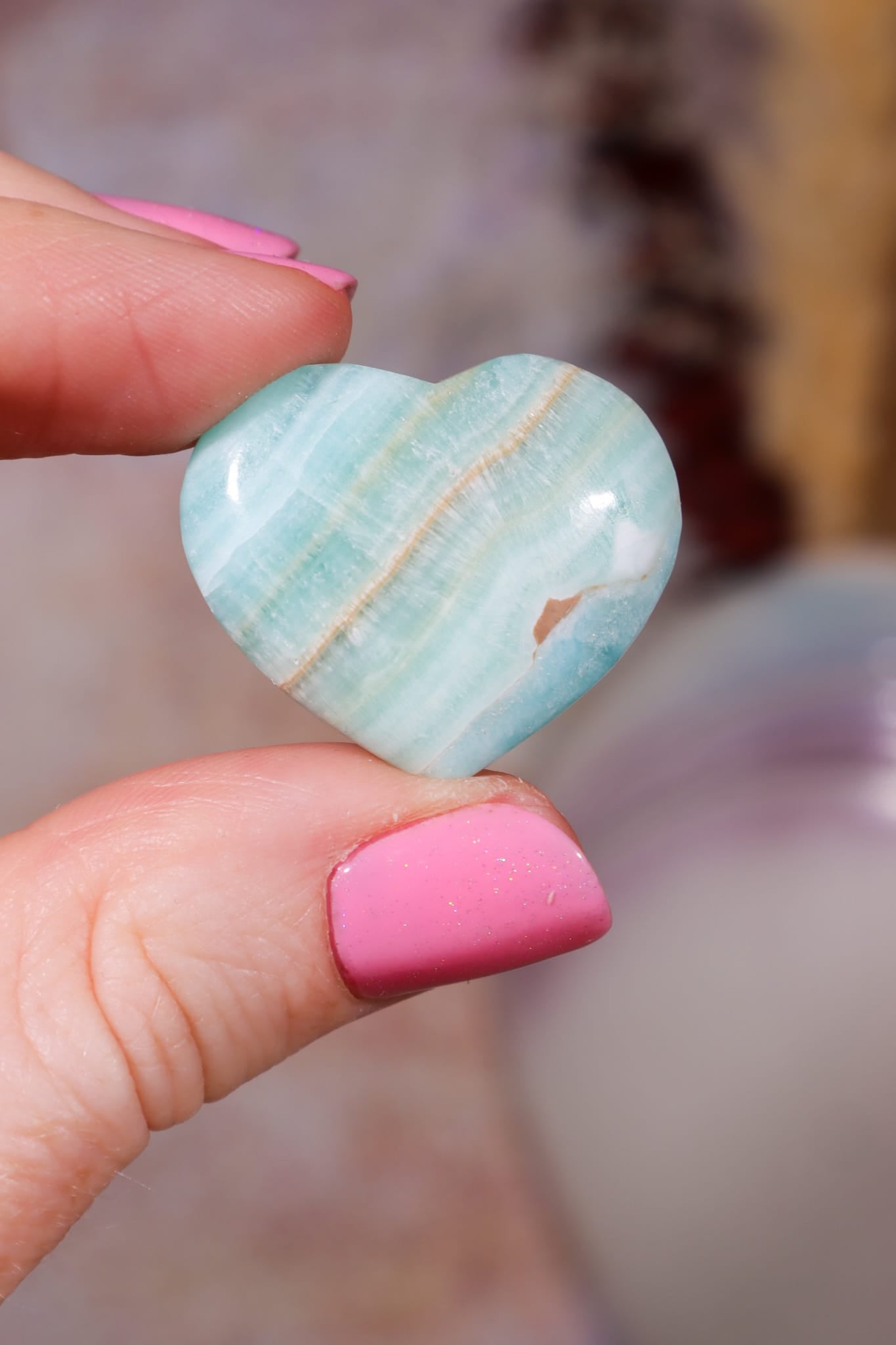 Caribbean Calcite Hearts | 3cm | Pakistan Hearts Tali & Loz Crystals