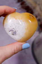 Carnelian Heart with White Quartz Druzy - 6cm, Brazil, Sold as Seen Hearts Tali & Loz Crystals