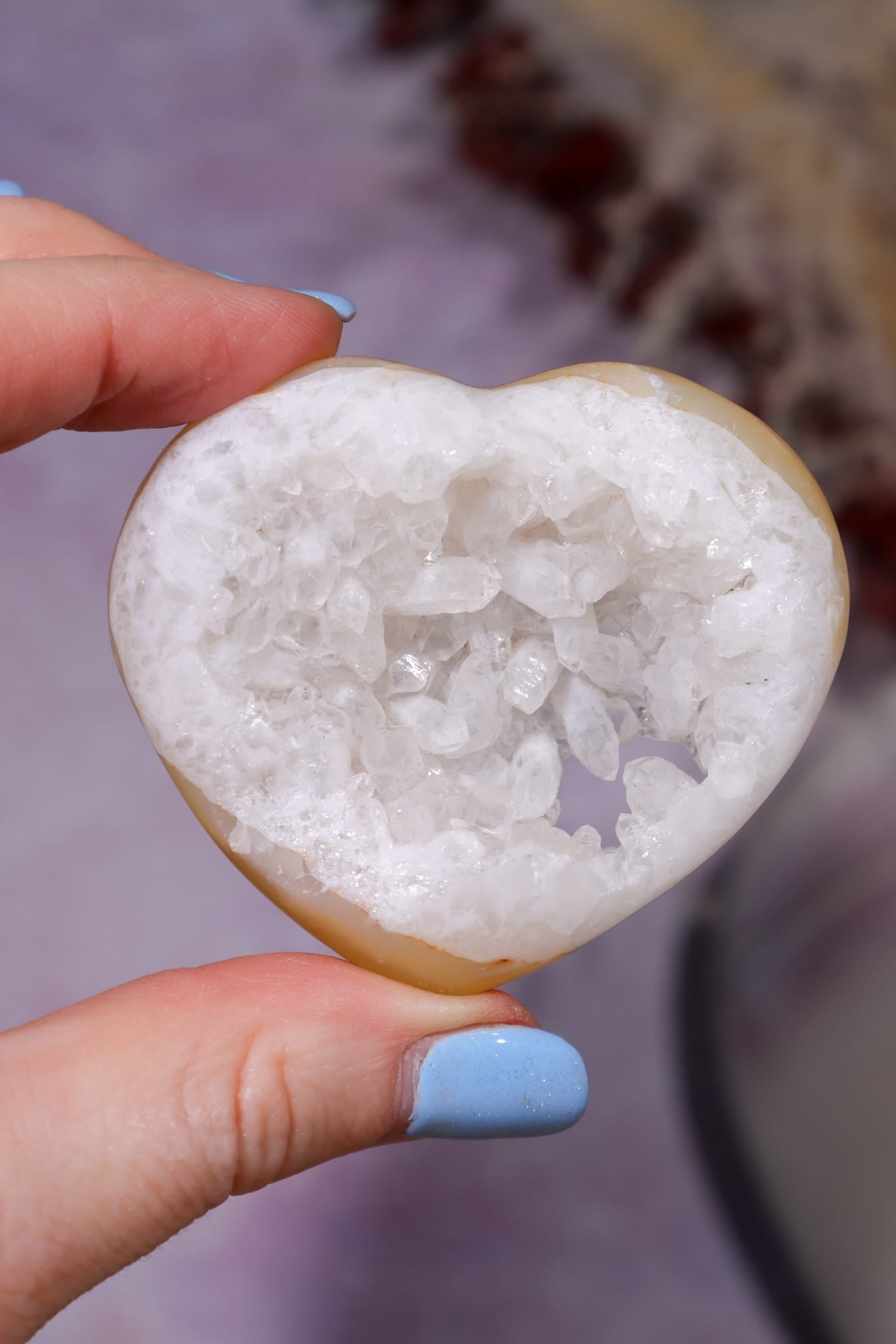 Carnelian Heart with White Quartz Druzy - 6cm, Brazil, Sold as Seen Hearts Tali & Loz Crystals