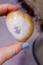 Carnelian Heart with White Quartz Druzy - 6cm, Brazil, Sold as Seen Hearts Tali & Loz Crystals