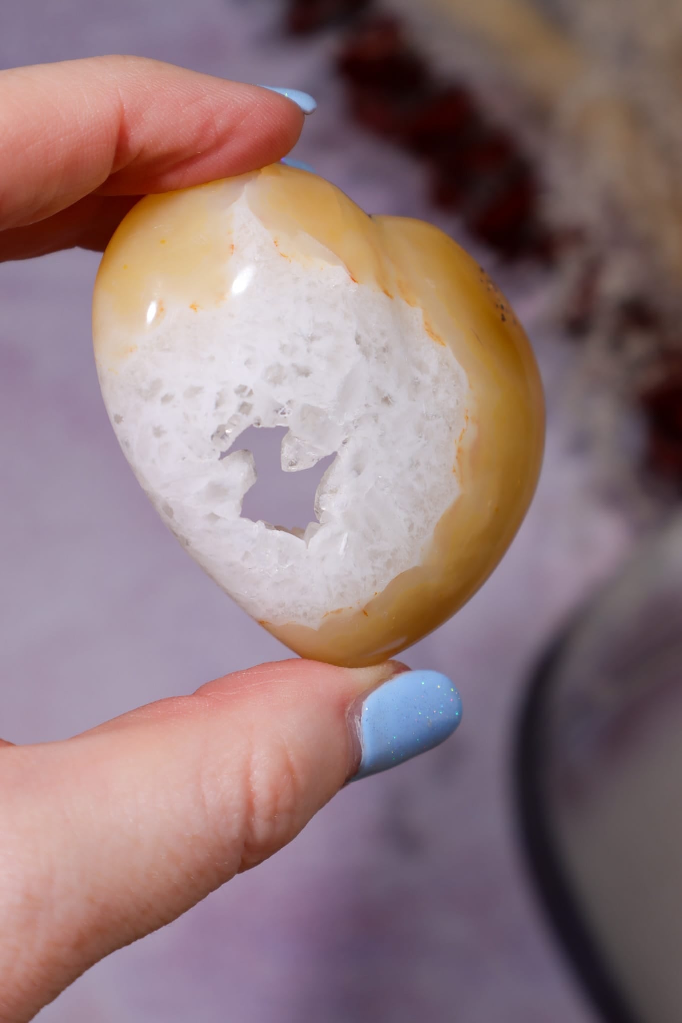 Carnelian Heart with White Quartz Druzy - 6cm, Brazil, Sold as Seen Hearts Tali & Loz Crystals