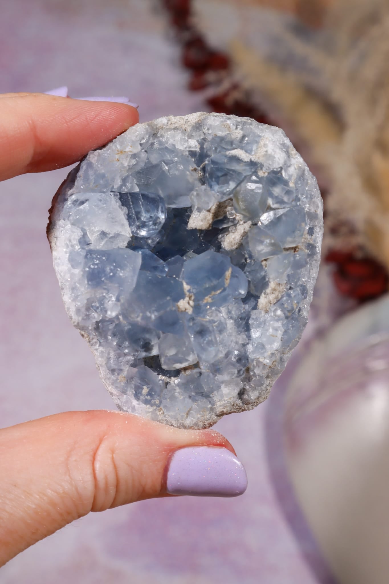 Celestite Geode | 150–250g | Madagascar Mineral Specimen Tali & Loz Crystals