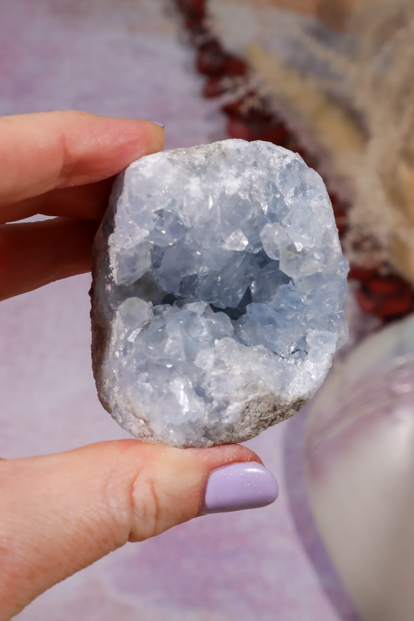Celestite Geode | 150–250g | Madagascar Mineral Specimen Tali & Loz Crystals