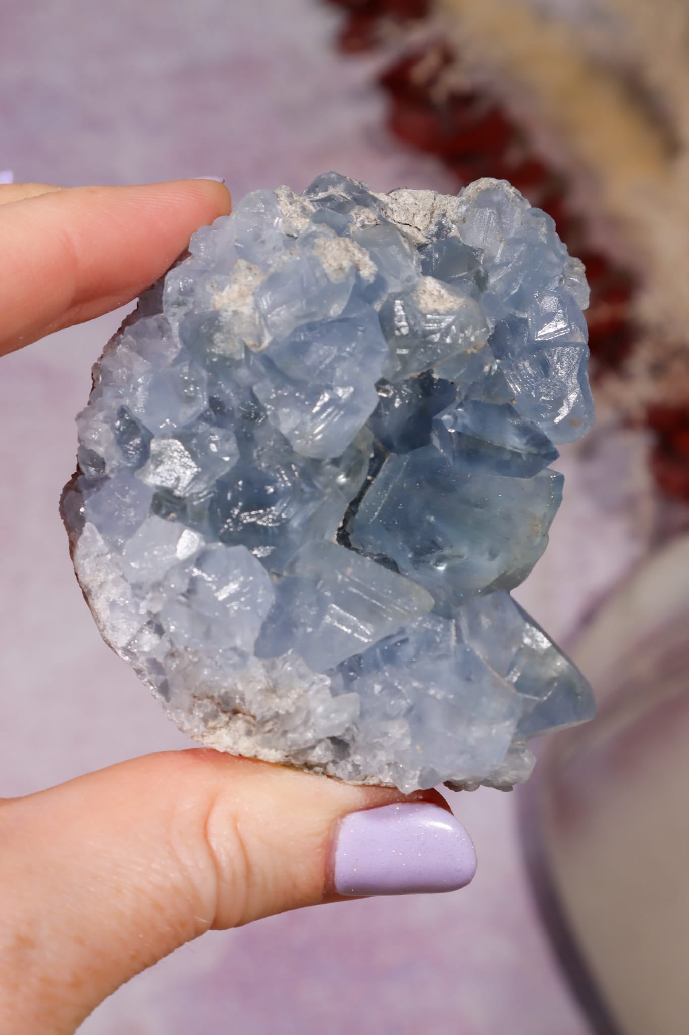 Celestite Geode | 370–400g | Madagascar Mineral Specimen Tali & Loz Crystals