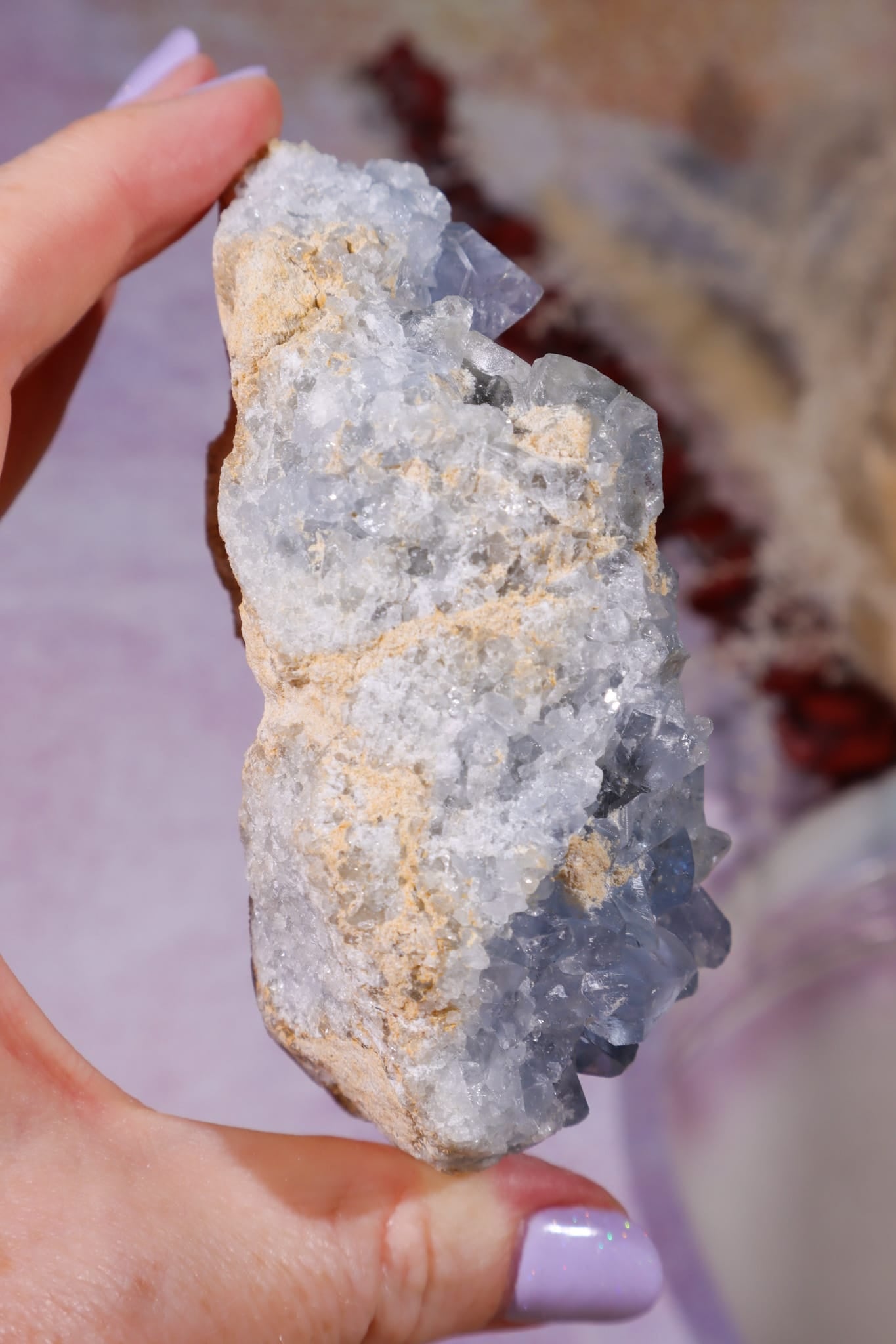 Celestite Geode | 370–400g | Madagascar Mineral Specimen Tali & Loz Crystals