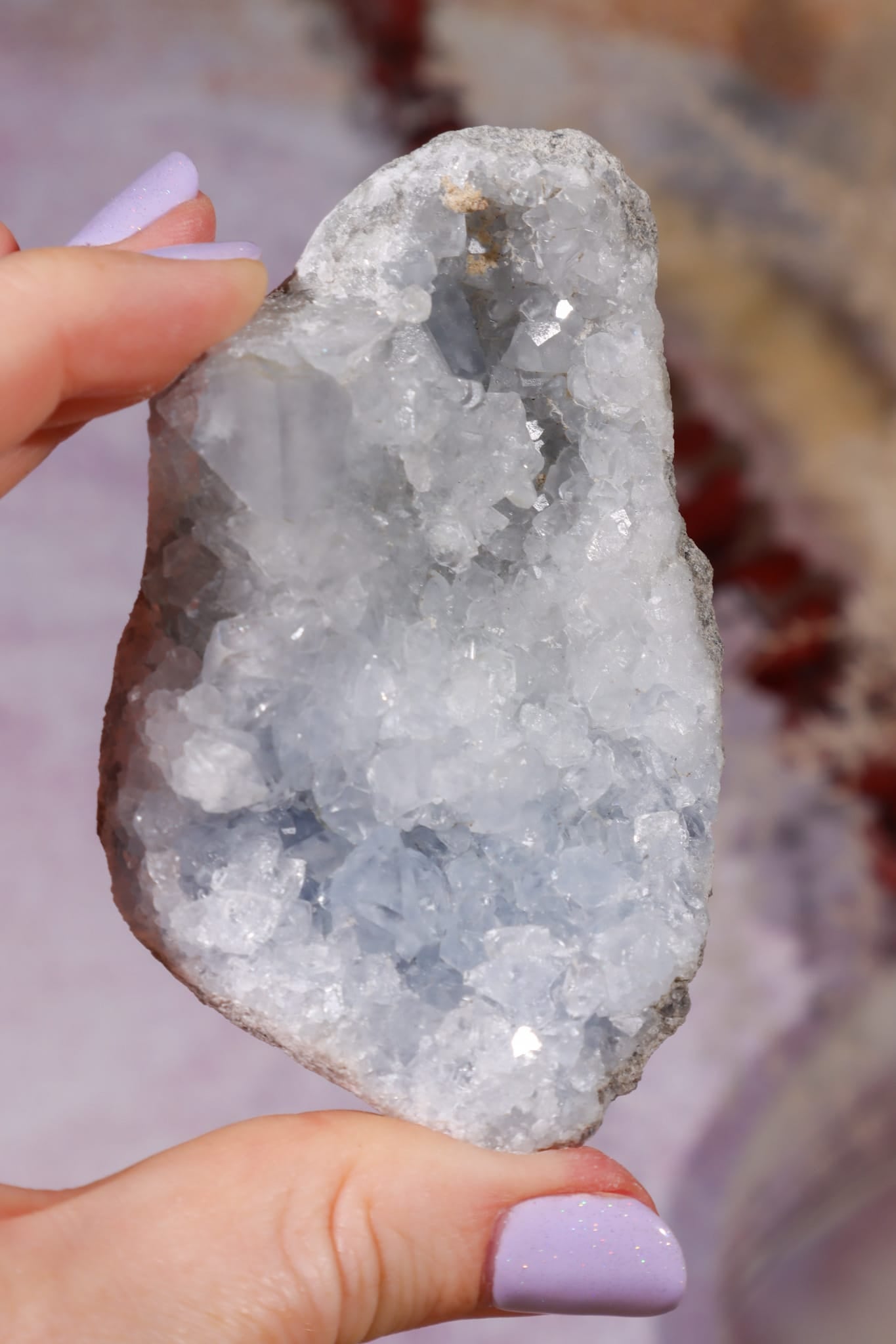 Celestite Geode (Light) | 150–190g | Madagascar Mineral Specimen Tali & Loz Crystals
