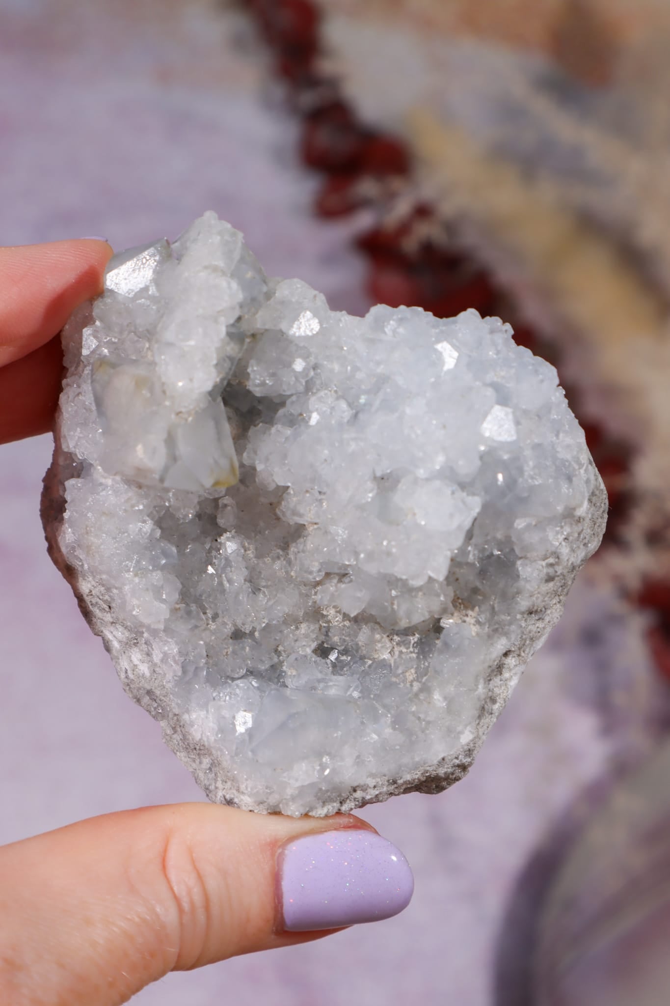 Celestite Geode (Light) | 150–190g | Madagascar Mineral Specimen Tali & Loz Crystals