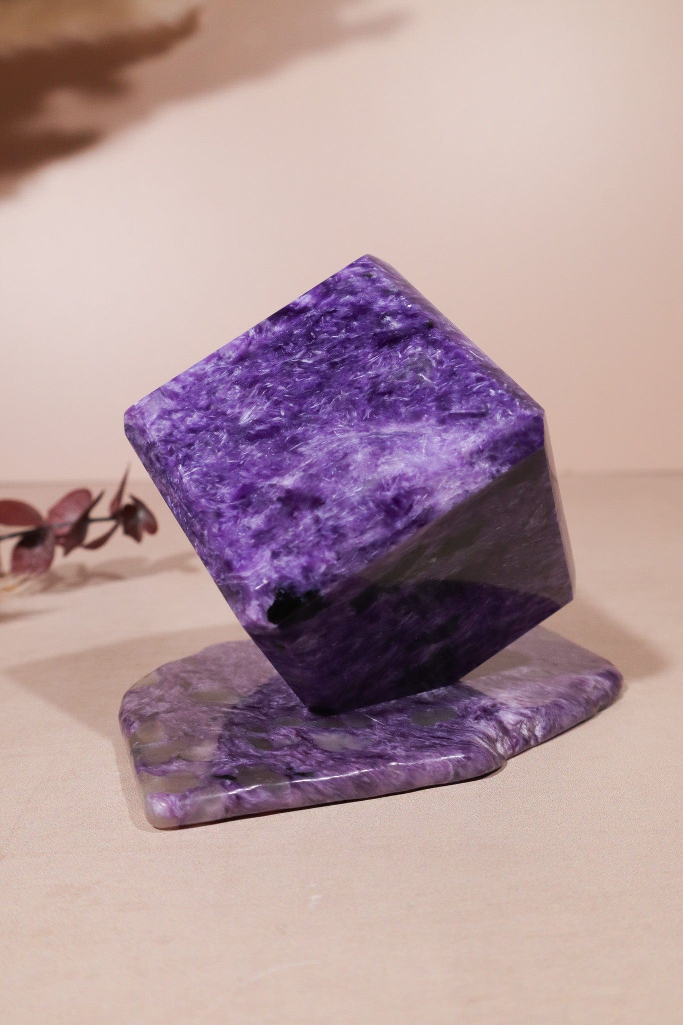 Charoite Cube on Slice Pair 7.5cm - Tali & Loz Crystals