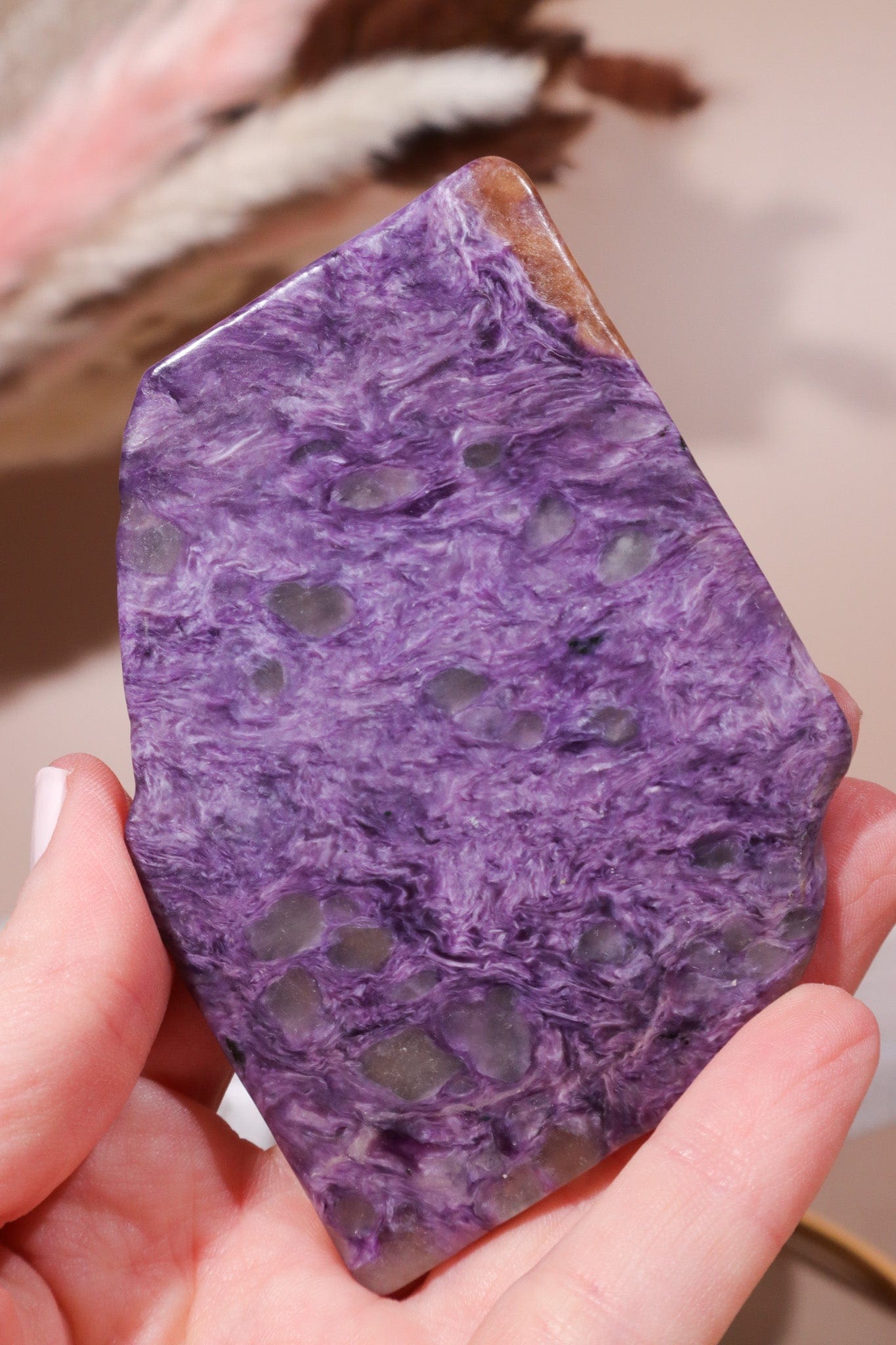 Charoite Cube on Slice Pair 7.5cm - Tali & Loz Crystals