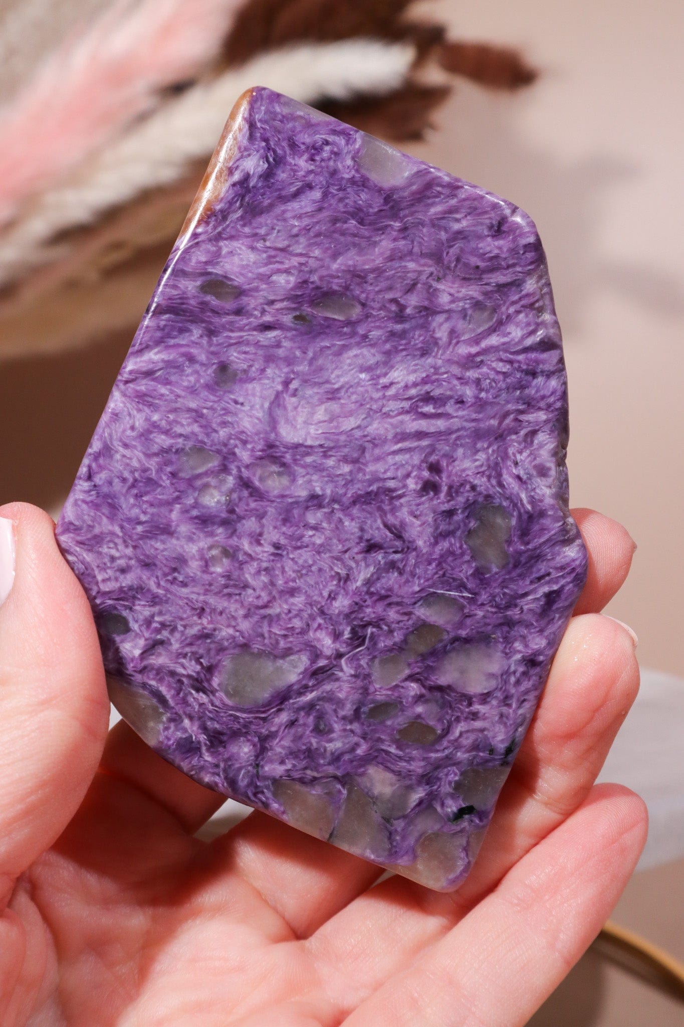 Charoite Cube on Slice Pair 7.5cm - Tali & Loz Crystals