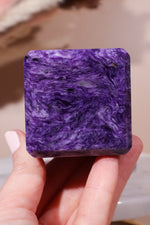 Charoite Cube on Slice Pair 7.5cm - Tali & Loz Crystals
