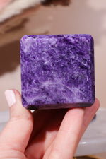 Charoite Cube on Slice Pair 7.5cm - Tali & Loz Crystals