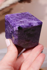 Charoite Cube on Slice Pair 7.5cm - Tali & Loz Crystals